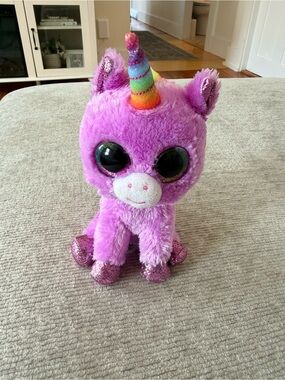 Ty Purple Unicorn Plush with Rainbow Horn and Glitter Hooves